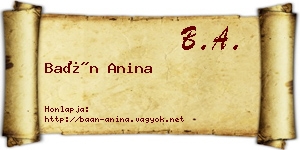 Baán Anina névjegykártya